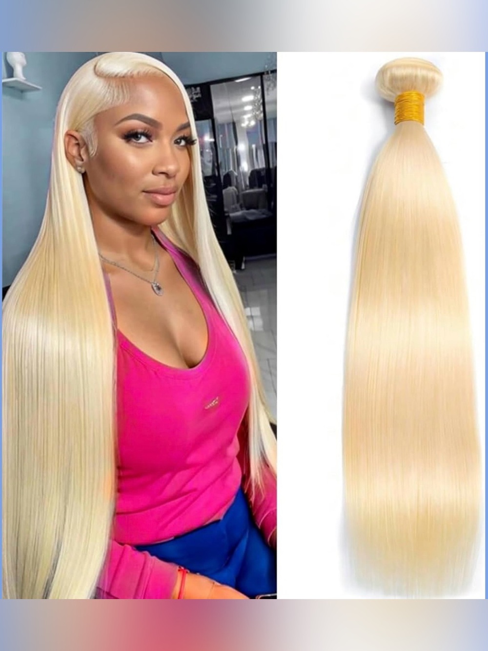 613 Straight Human Hair 24 Inch  Unprocessed Myanmar Blonde One Bundle